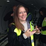 Account Director Stephanie Cooper checks out the new aircraft.